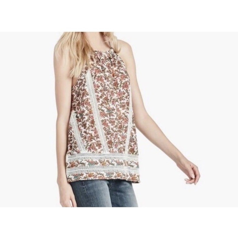 Lucky Brand Lace Floral Tank Top Women Cottagecore Boho Fairy Peasant Small